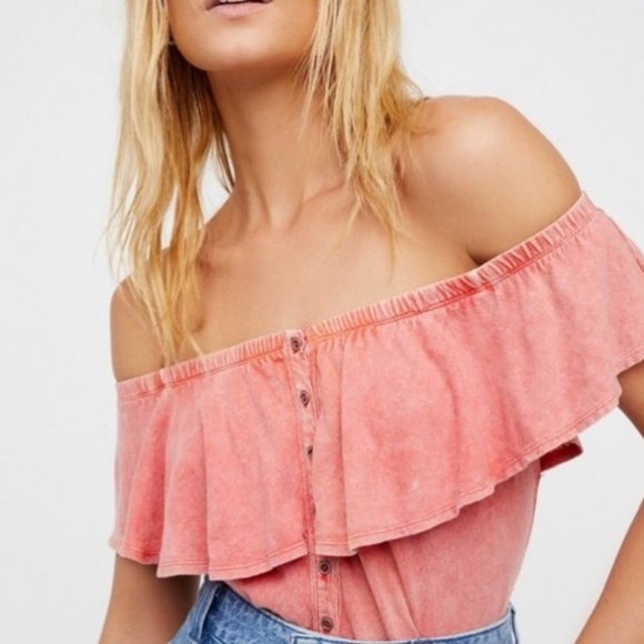 Free People We the Free Love Letter Off the Shoulder Flouncy Tube Top Size XS - Picture 1 of 10